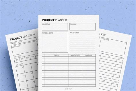 project planner printable overview  sheets crazy laura