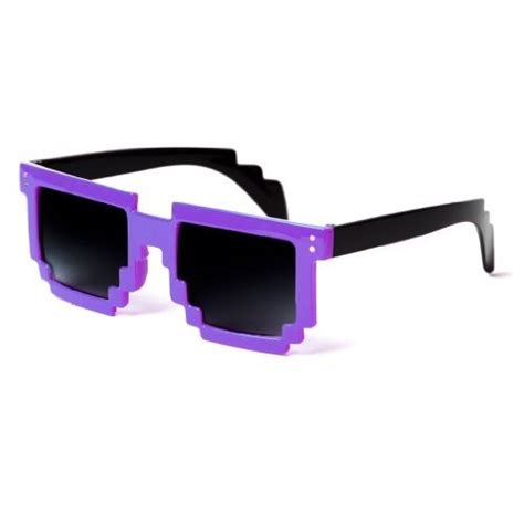 8 Bit Pixel Two Tone Purple And Black Pixelated Sunglasses
