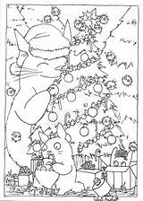 Coloring Totoro Christmas Pages Japanese Card Anime Lineart Deviantart Pokemon Cute Printable Colouring Book Kids Cat Ghibli Studio Coloriage Color sketch template