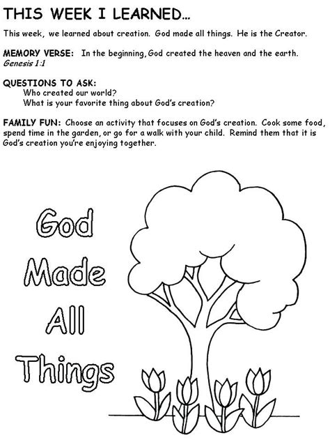 god created  coloring page