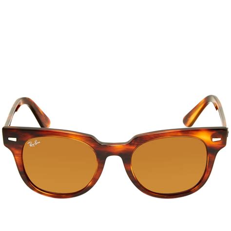 ray ban meteor classic sunglasses striped havana brown