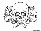 Guns Coloring Skull Pages Flowers Printable Print Drawings Color Sheets sketch template
