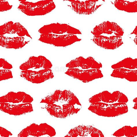 hand drawn fashion illustration lipstick kiss female seamless pattern