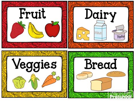 food labels play  learn preschool