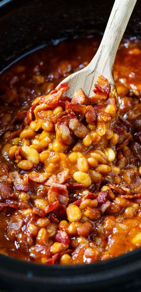 slow cooker bourbon baked beans spicy southern kitchen