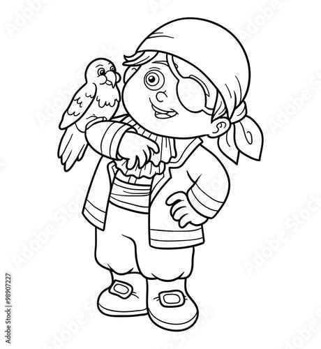 coloring book  children pirate boy stock image  royalty
