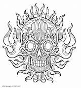 Coloring Skull Adults Pages Printable Skulls Adult Print Flame Look Other sketch template