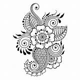Henna Mehndi Drawing Flower Pattern Vector Outline Indian Tattoo Oriental Ornament Premium Ethnic Doodle Decoration Style sketch template