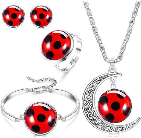 chriscoco good luck ladybug jewelry red ladybug bracelet moon necklace