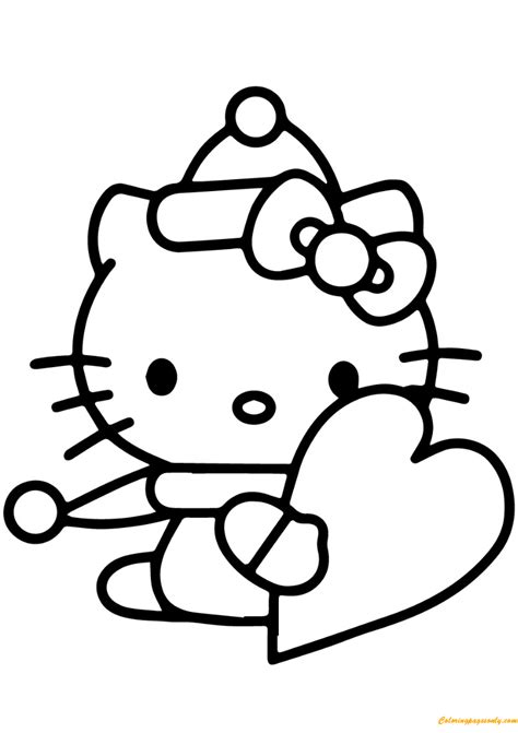 kitty  valentines day heart coloring pages cartoons