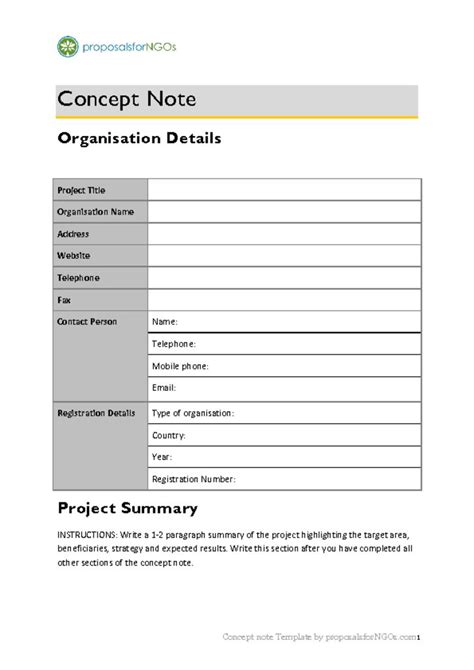 concept sheet research funding sample concept paper