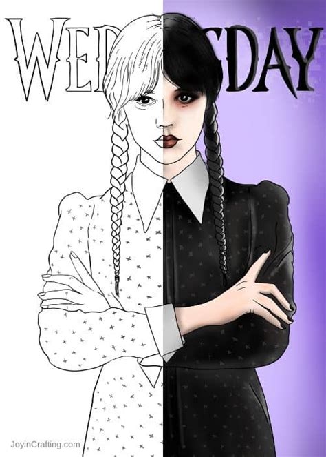 wednesday addams coloring page joy  crafting