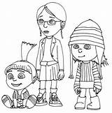 Despicable Coloring Pages Agnes Edith Margo Girls Minions Color Kids Colouring Minion Coloring4free Mii Drawing Do Disney Print Book Cartoon sketch template