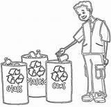 Recycle Pages Coloring Recycling Bin Put Kids Boy His sketch template
