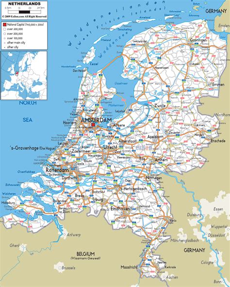 detailed clear large road map  netherlands  ezilon maps