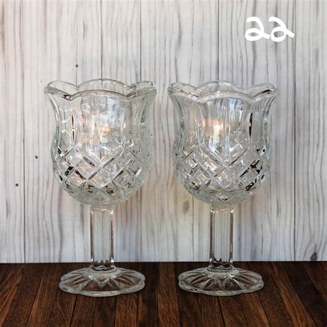 Vintage Clear Glass Votive Candle Holder Pairs You Choose Set Of 2