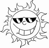 Sun Drawing Kids Smiley Coloring Sunglasses Pages sketch template