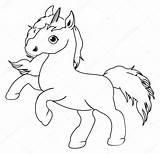 Coloring Horse Cute Unicorn Little Stock Saddle Illustration Depositphotos sketch template