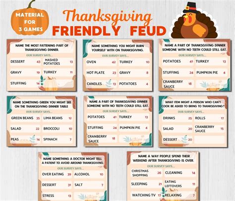 thanksgiving friendly feud thanksgiving family feud games etsy
