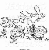 Caveman Coloring Pages Cartoon Vector Cave Stone Age Man Family Getcolorings Getdrawings sketch template