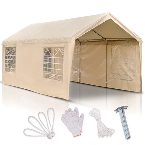 carmor portable carport canopy  heavy duty portable garage car tent  sidewalls