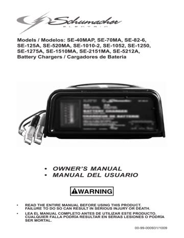 schumacher se map battery charger user manual manualzz