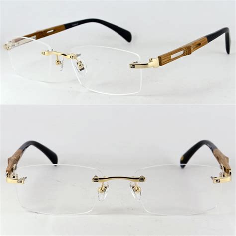 pure titanium wooden hand made rimless eyeglass frames luxury myopia rx