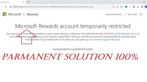 microsoft rewards account temporarily restricted   fix youtube