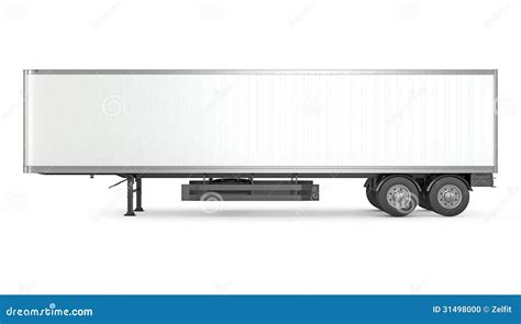 blank white parked semi trailer side view stock photo image