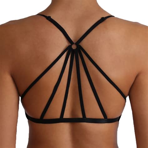 womens strappy padded bralette criss cross seamless caged cutout plus