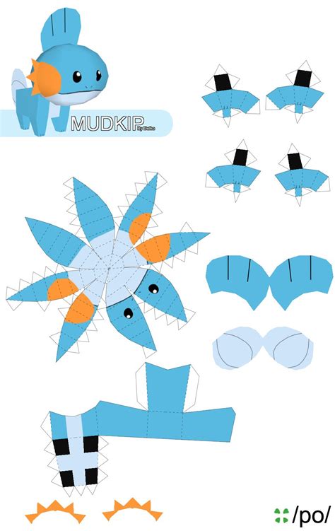 mudkip papercraft pokemon pokemon craft paper crafts