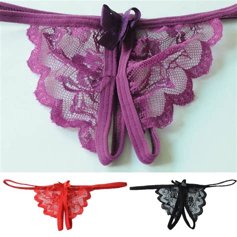 3 Colors Ladies Sexy Open Crotch Thongs G String V String T Back