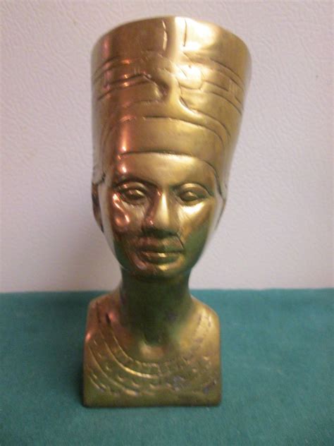 Brass Egyptian Queen Nefertiti Statue Sculpture Bust