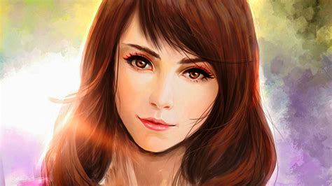 Wallpaper Face Model Fantasy Art Long Hair Anime Black Hair