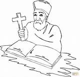 Coloring Cross Priest Pages Holy Bible Drawing Church Color sketch template