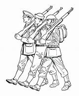 Coloring Pages Soldier Army Drawing Soldiers Parade Forces Confederate Armed British Military Marching March Para Easy German Alone Saluting Do sketch template