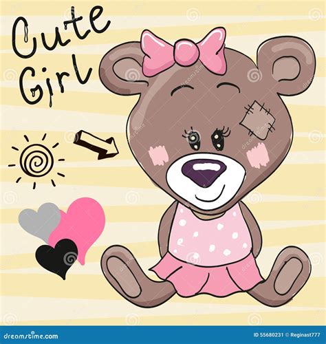 bear girl stock vector illustration  happiness drawing