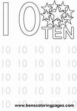 Number Ten Coloring Learning Numbers Excercise Print sketch template