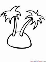 Coloring Island Palm Pages Tree Sea Printable Template sketch template