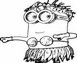 Coloring Hawaiian Pages Minion Cute Dancer sketch template