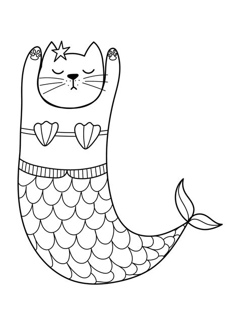 mermaid coloring pages  kids  adults  mindful life