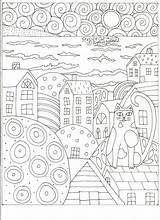 Karla Gerard Folk Rug Seaside Hooking Pattern Paper Primitive Craft Coloring Cat Pages Ebay Gemerkt Von Landscapes Picclick sketch template