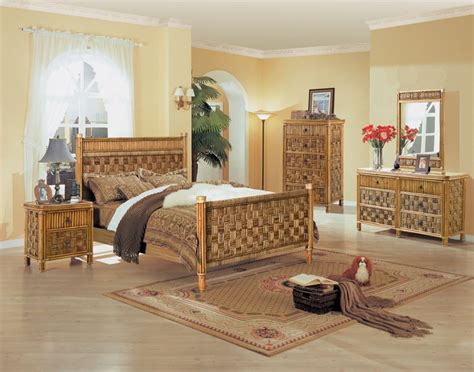 Wicker Bed Sets Tahiti 4 Pc Natural Wicker And Rattan Bedroom