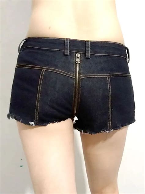 xs 4xl double zipper open crotch denim shorts tassel hot sexy booty