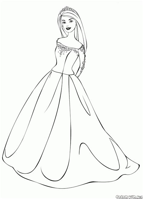 gambar coloring page barbie elegant dress wedding dresses pages