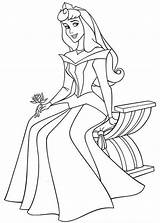 Aurora Coloring Princess Sleeping Beauty Sitting Bench Print Color Size sketch template