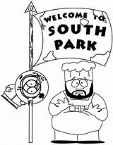 Coloring South Park Kenny Pages Chef Flag sketch template