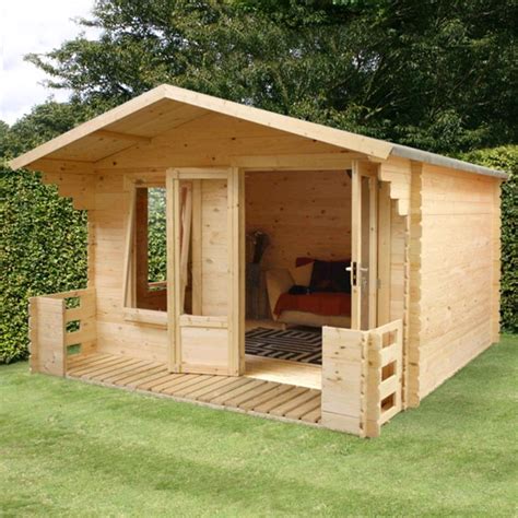 cleveland outdoor cabin veranda ft  ft garden house double doors log cabin kits