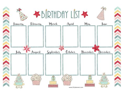 birthday calendar printable  calendar printable