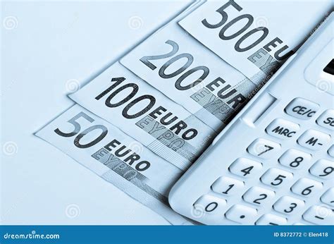 calculator euros banknotes stock photo image  inflation accounting